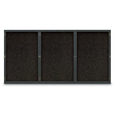United Visual Products Sliding Door Indoor Enclosed Corkboard, 7 UV9027ACS-BLACK-SURF